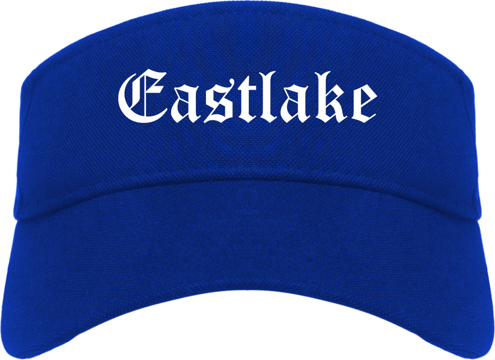 Eastlake Ohio OH Old English Mens Visor Cap Hat Royal Blue