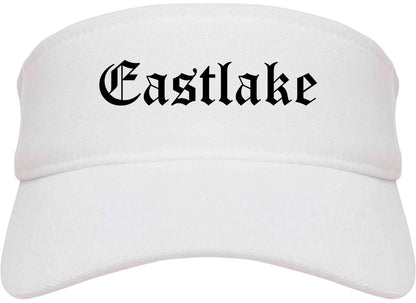 Eastlake Ohio OH Old English Mens Visor Cap Hat White