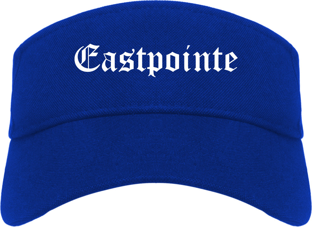 Eastpointe Michigan MI Old English Mens Visor Cap Hat Royal Blue