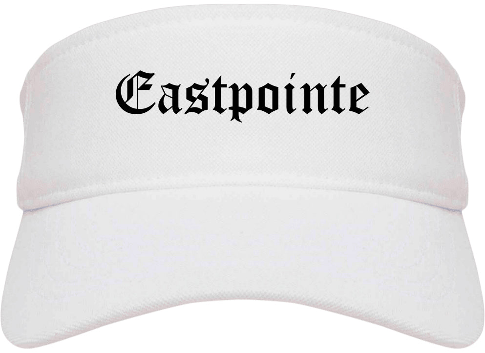 Eastpointe Michigan MI Old English Mens Visor Cap Hat White