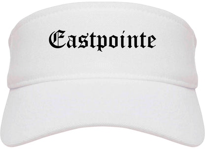 Eastpointe Michigan MI Old English Mens Visor Cap Hat White