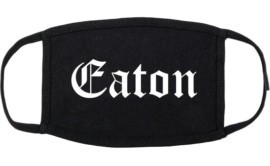 Eaton Ohio OH Old English Cotton Face Mask Black