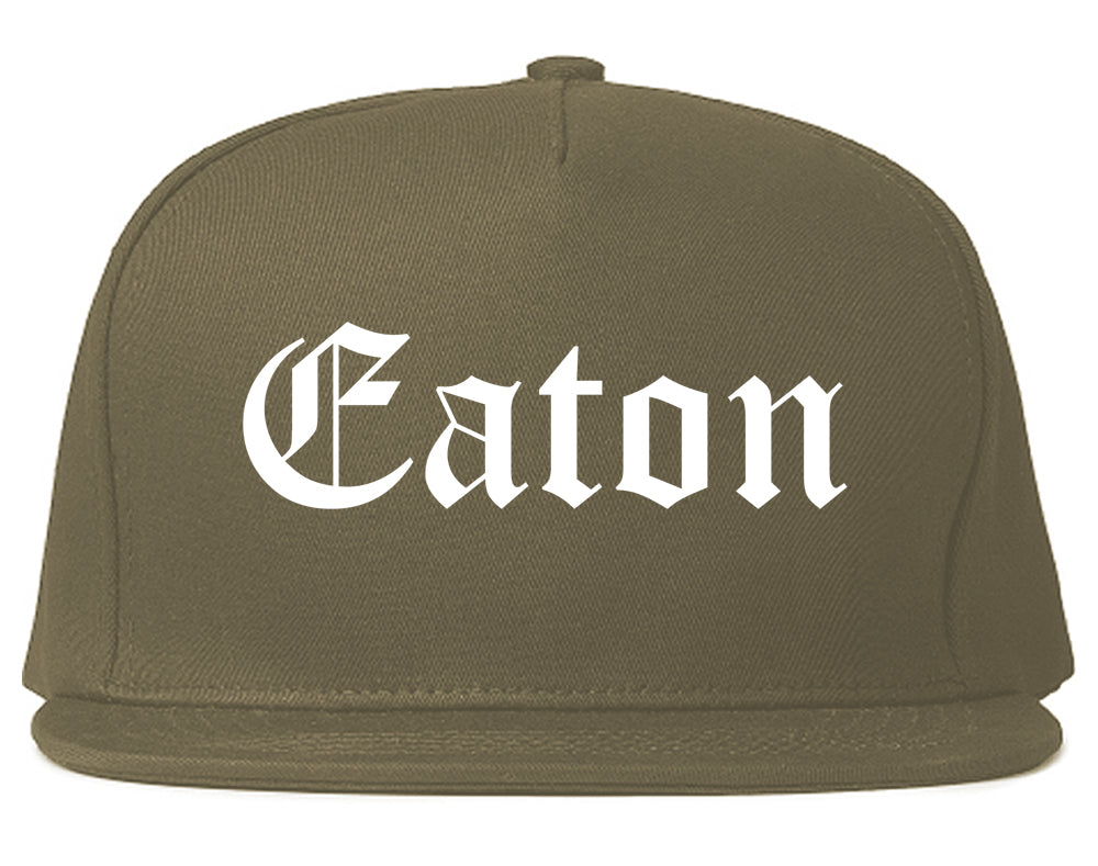 Eaton Ohio OH Old English Mens Snapback Hat Grey