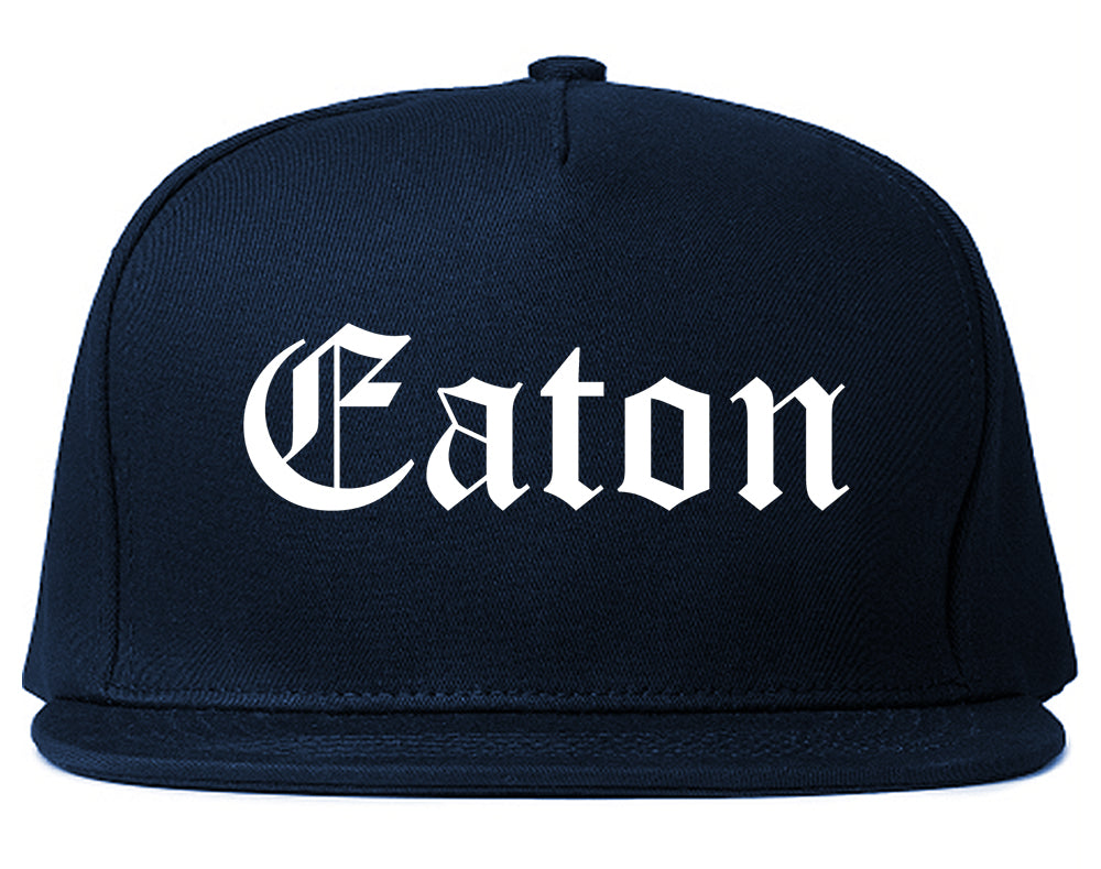 Eaton Ohio OH Old English Mens Snapback Hat Navy Blue