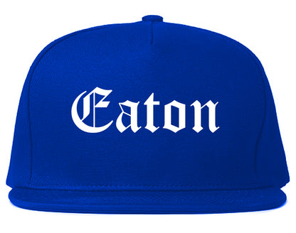 Eaton Ohio OH Old English Mens Snapback Hat Royal Blue