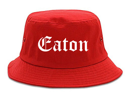Eaton Ohio OH Old English Mens Bucket Hat Red