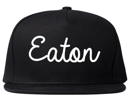 Eaton Ohio OH Script Mens Snapback Hat Black