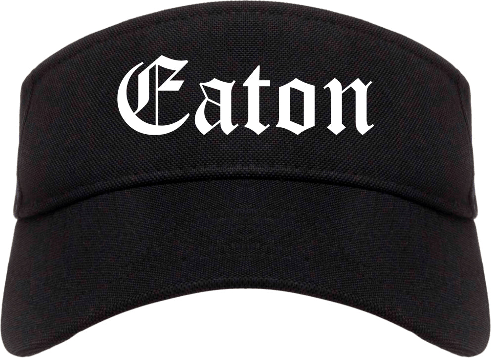 Eaton Ohio OH Old English Mens Visor Cap Hat Black
