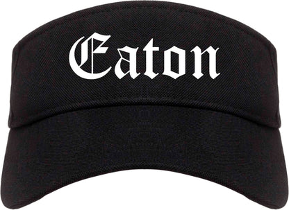 Eaton Ohio OH Old English Mens Visor Cap Hat Black