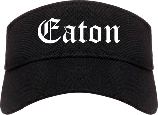 Eaton Ohio OH Old English Mens Visor Cap Hat Black