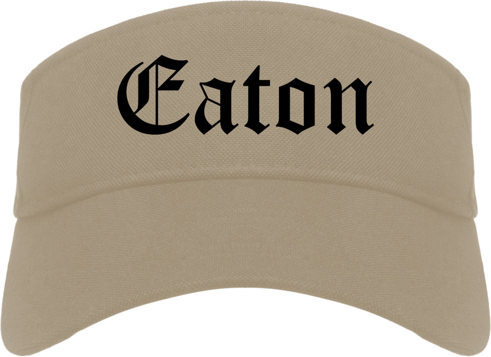 Eaton Ohio OH Old English Mens Visor Cap Hat Khaki