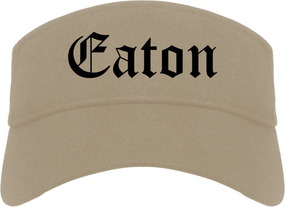 Eaton Ohio OH Old English Mens Visor Cap Hat Khaki