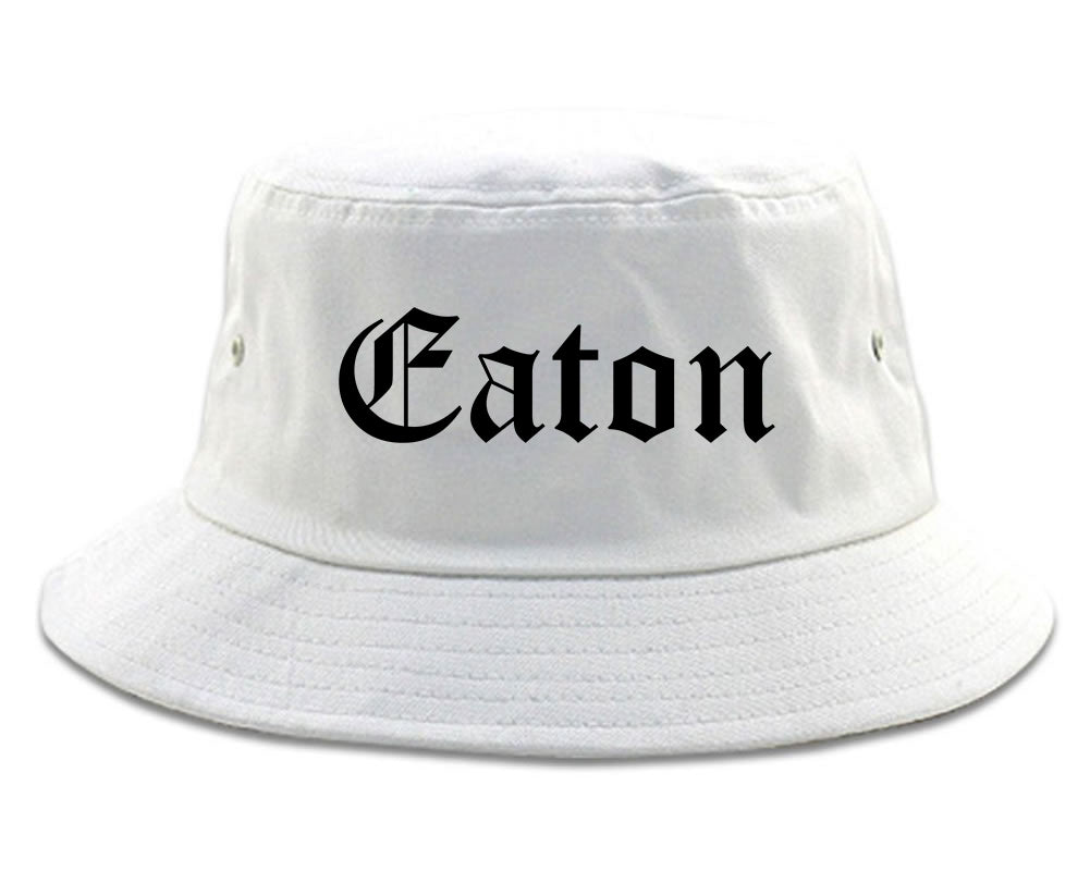 Eaton Ohio OH Old English Mens Bucket Hat White