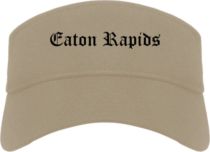 Eaton Rapids Michigan MI Old English Mens Visor Cap Hat Khaki