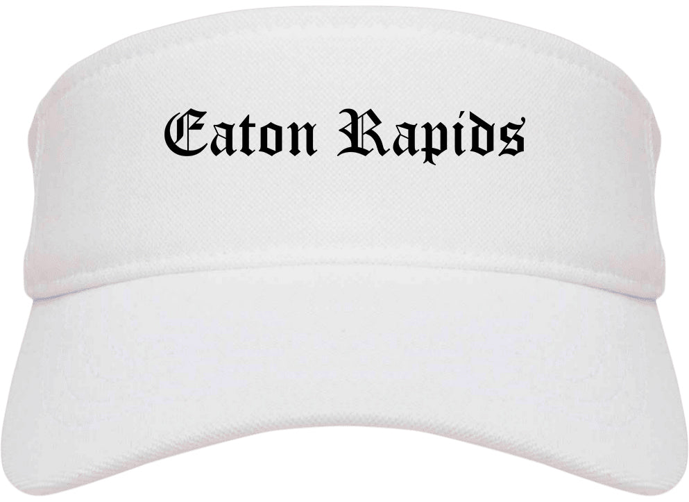 Eaton Rapids Michigan MI Old English Mens Visor Cap Hat White