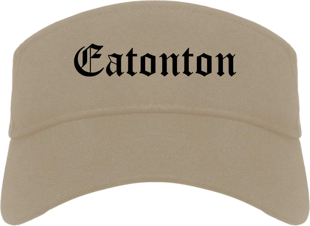 Eatonton Georgia GA Old English Mens Visor Cap Hat Khaki
