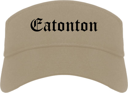 Eatonton Georgia GA Old English Mens Visor Cap Hat Khaki