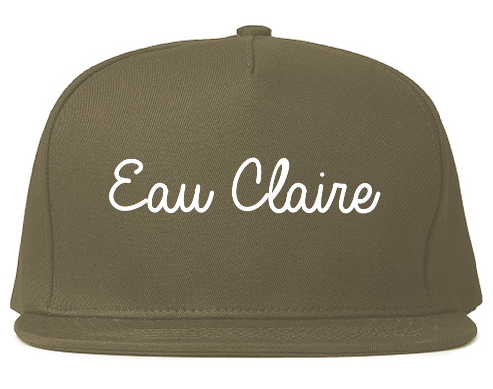 Eau Claire Wisconsin WI Script Mens Snapback Hat Grey