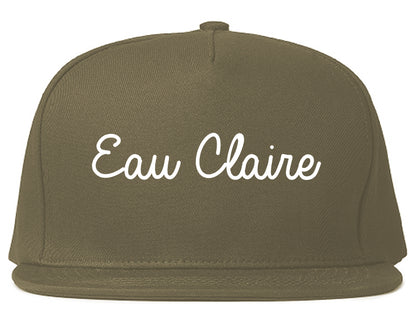 Eau Claire Wisconsin WI Script Mens Snapback Hat Grey