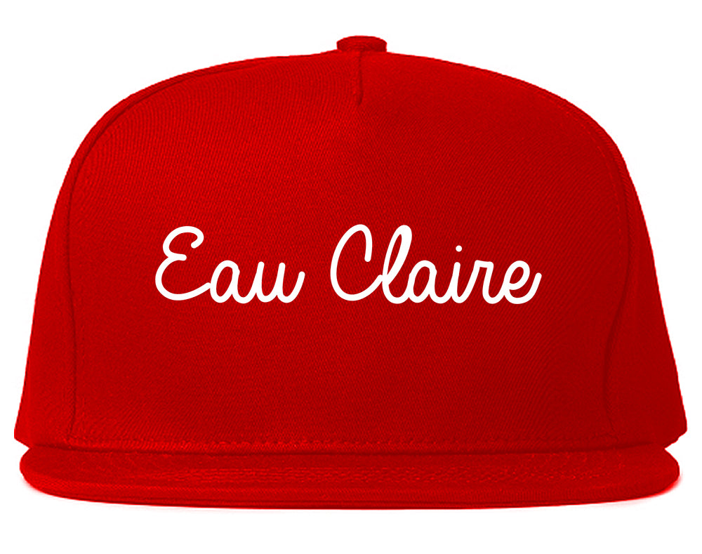 Eau Claire Wisconsin WI Script Mens Snapback Hat Red