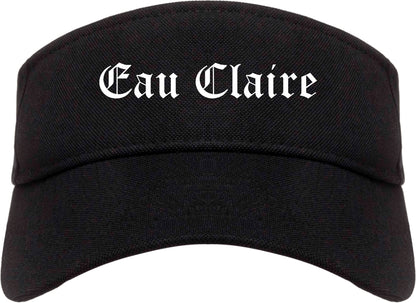 Eau Claire Wisconsin WI Old English Mens Visor Cap Hat Black