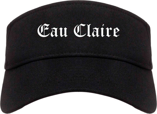 Eau Claire Wisconsin WI Old English Mens Visor Cap Hat Black