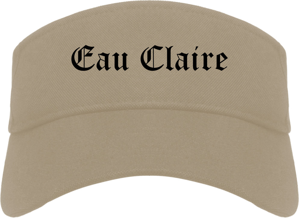 Eau Claire Wisconsin WI Old English Mens Visor Cap Hat Khaki