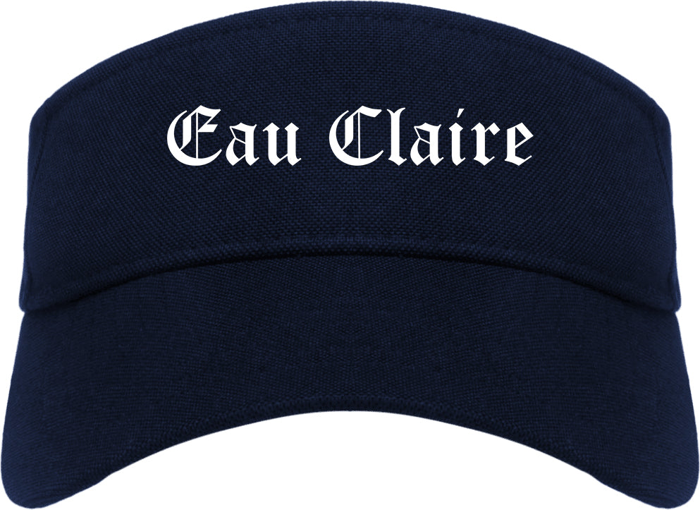 Eau Claire Wisconsin WI Old English Mens Visor Cap Hat Navy Blue