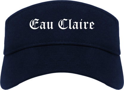 Eau Claire Wisconsin WI Old English Mens Visor Cap Hat Navy Blue