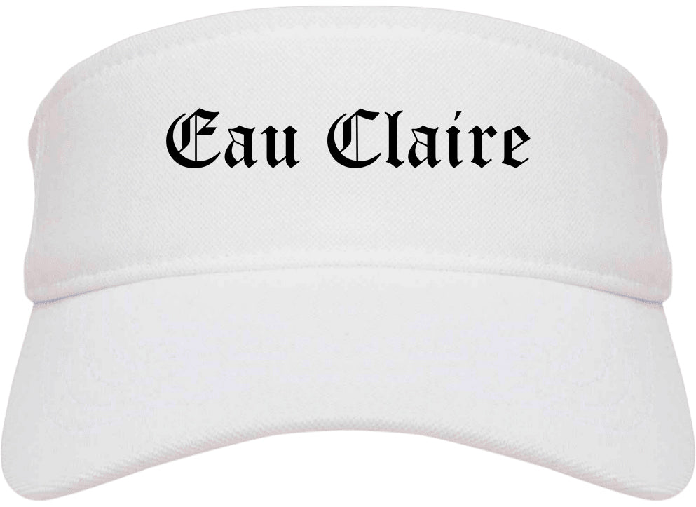 Eau Claire Wisconsin WI Old English Mens Visor Cap Hat White