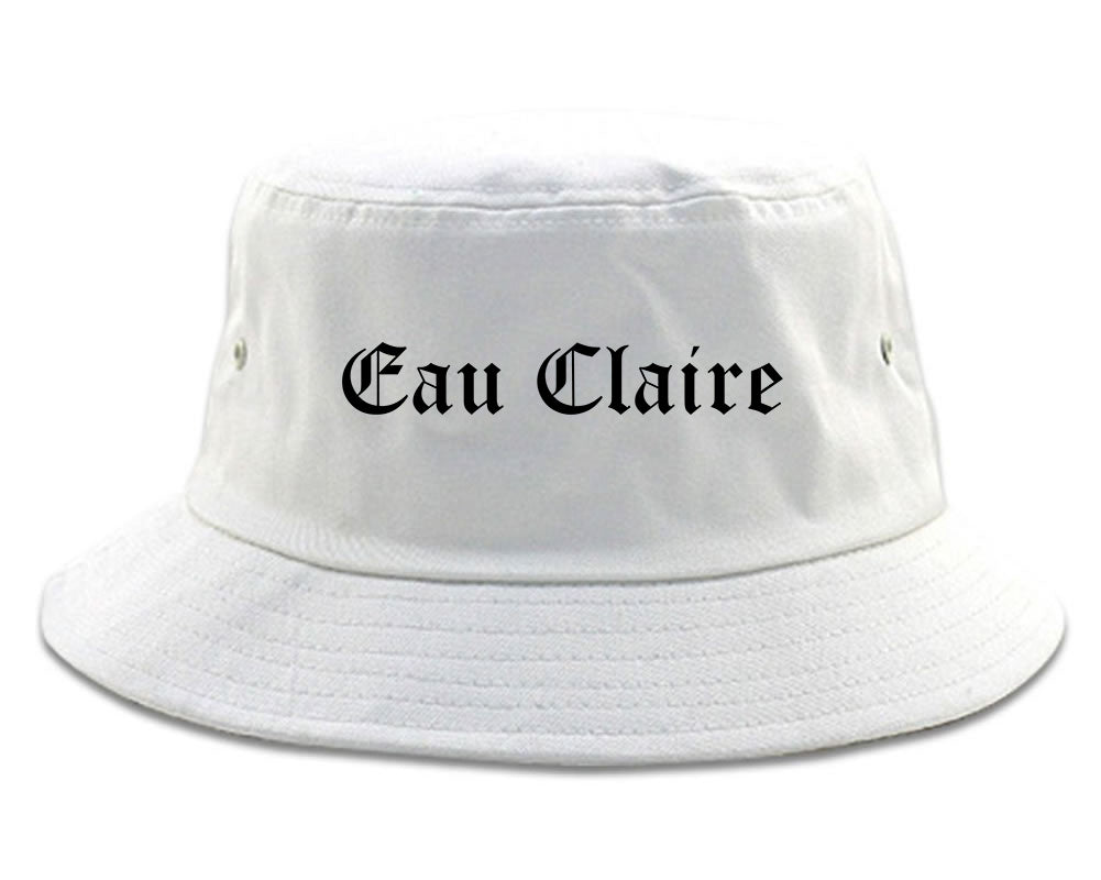 Eau Claire Wisconsin WI Old English Mens Bucket Hat White