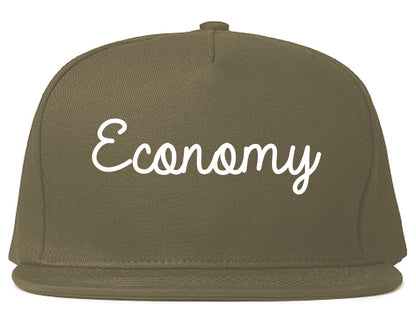 Economy Pennsylvania PA Script Mens Snapback Hat Grey