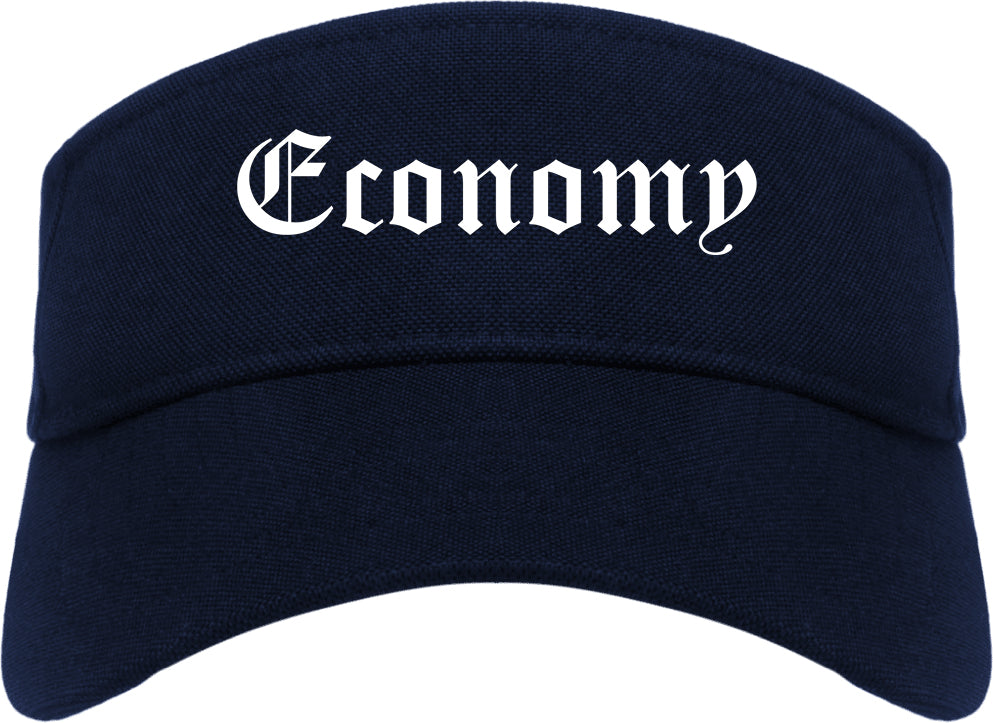 Economy Pennsylvania PA Old English Mens Visor Cap Hat Navy Blue