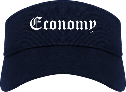 Economy Pennsylvania PA Old English Mens Visor Cap Hat Navy Blue