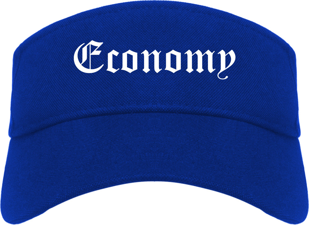 Economy Pennsylvania PA Old English Mens Visor Cap Hat Royal Blue