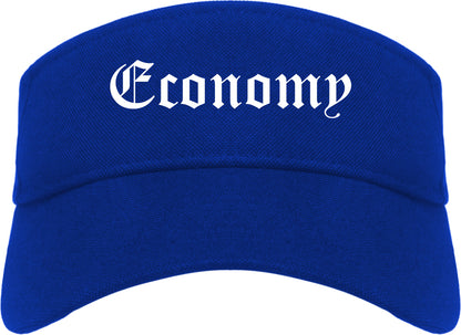 Economy Pennsylvania PA Old English Mens Visor Cap Hat Royal Blue