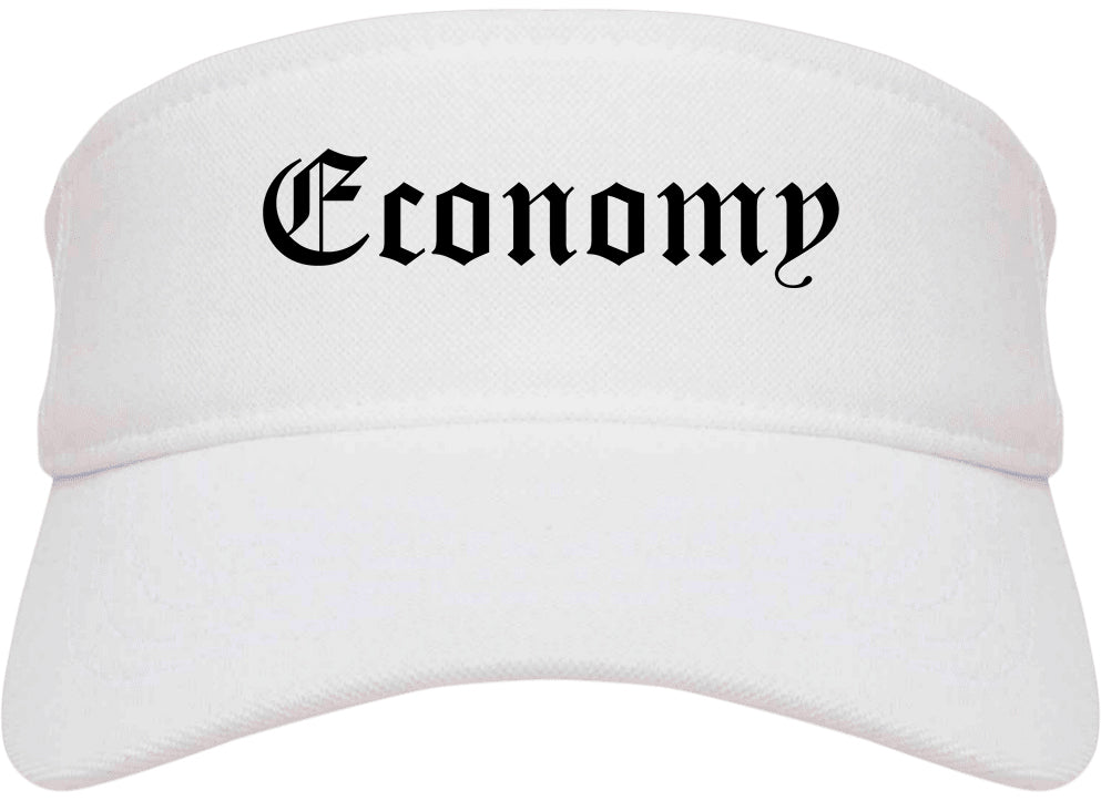 Economy Pennsylvania PA Old English Mens Visor Cap Hat White