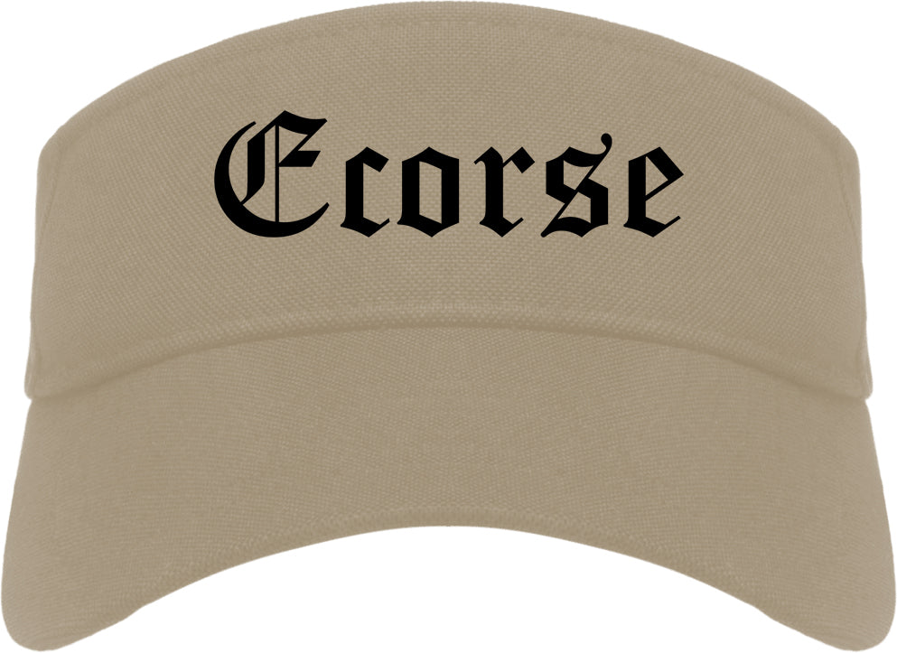 Ecorse Michigan MI Old English Mens Visor Cap Hat Khaki