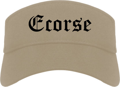 Ecorse Michigan MI Old English Mens Visor Cap Hat Khaki