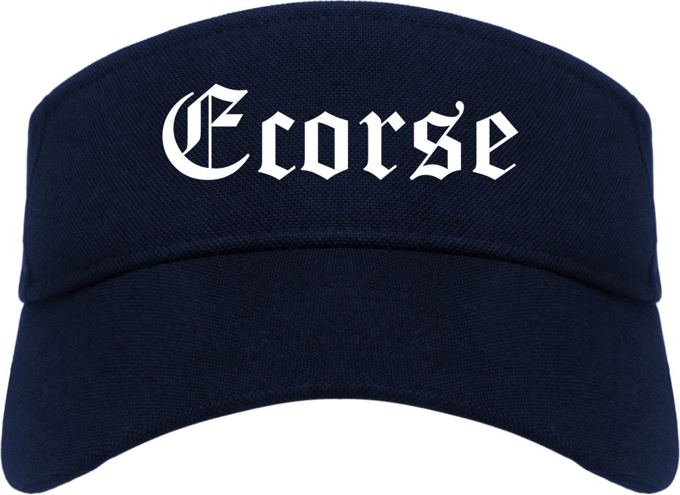 Ecorse Michigan MI Old English Mens Visor Cap Hat Navy Blue