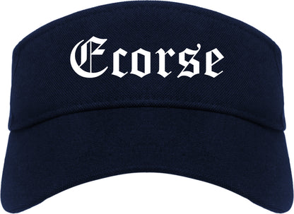 Ecorse Michigan MI Old English Mens Visor Cap Hat Navy Blue
