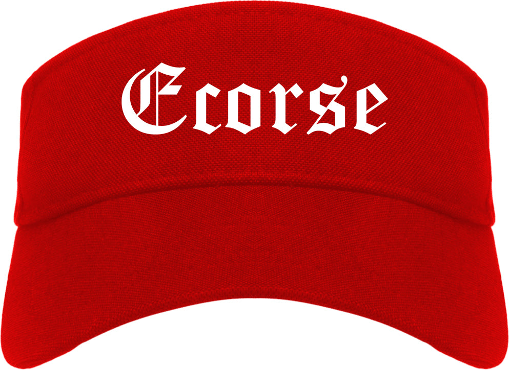 Ecorse Michigan MI Old English Mens Visor Cap Hat Red