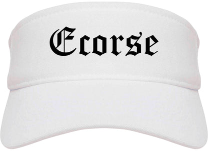 Ecorse Michigan MI Old English Mens Visor Cap Hat White