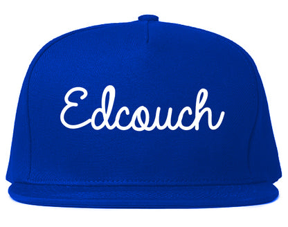 Edcouch Texas TX Script Mens Snapback Hat Royal Blue