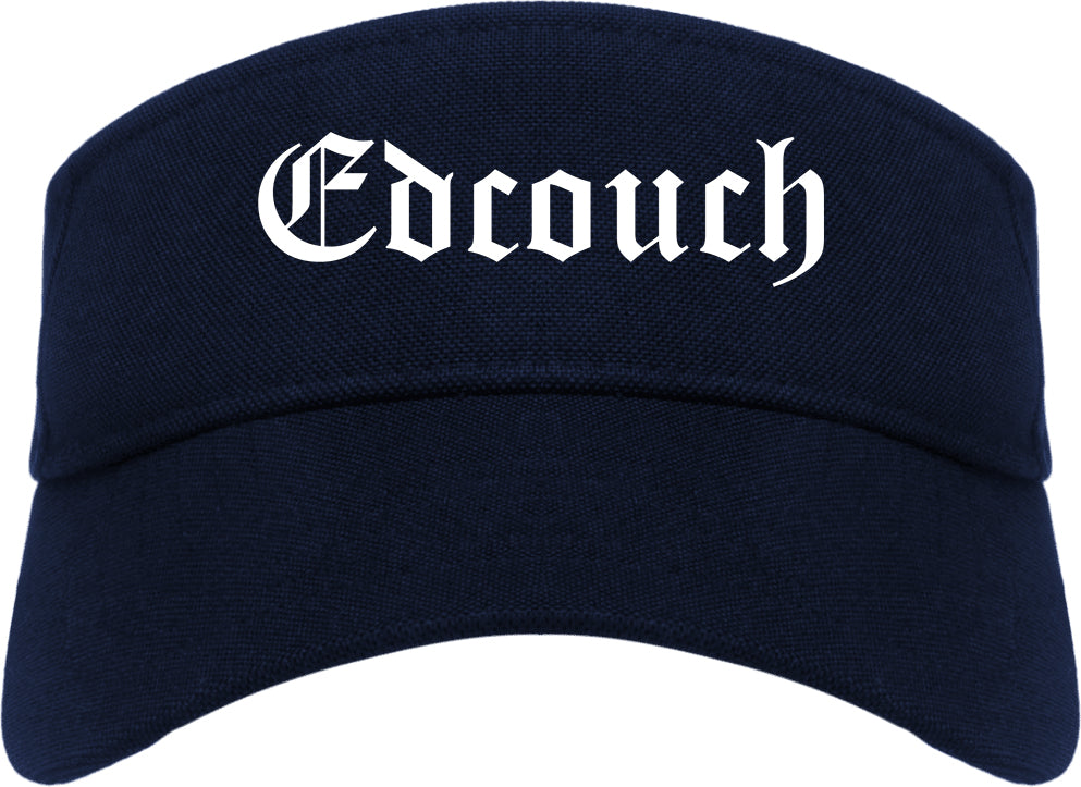 Edcouch Texas TX Old English Mens Visor Cap Hat Navy Blue