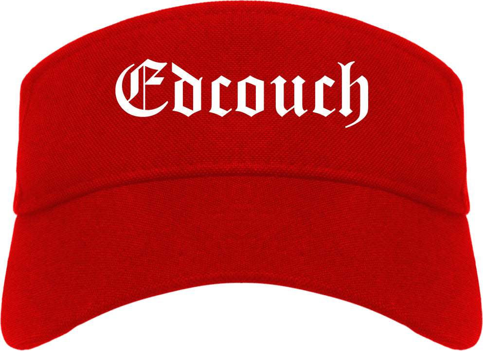Edcouch Texas TX Old English Mens Visor Cap Hat Red