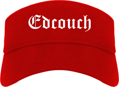 Edcouch Texas TX Old English Mens Visor Cap Hat Red