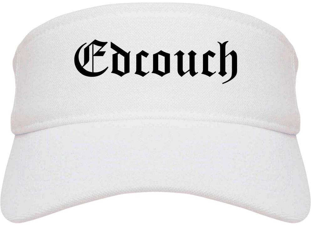 Edcouch Texas TX Old English Mens Visor Cap Hat White