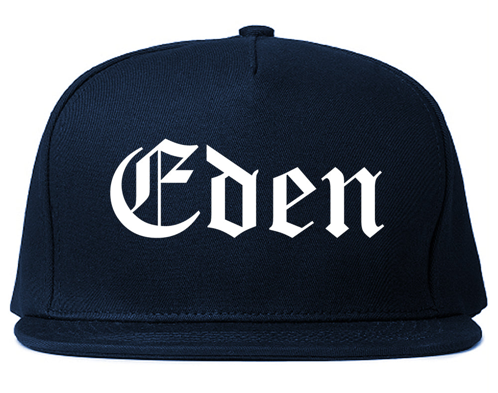 Eden North Carolina NC Old English Mens Snapback Hat Navy Blue