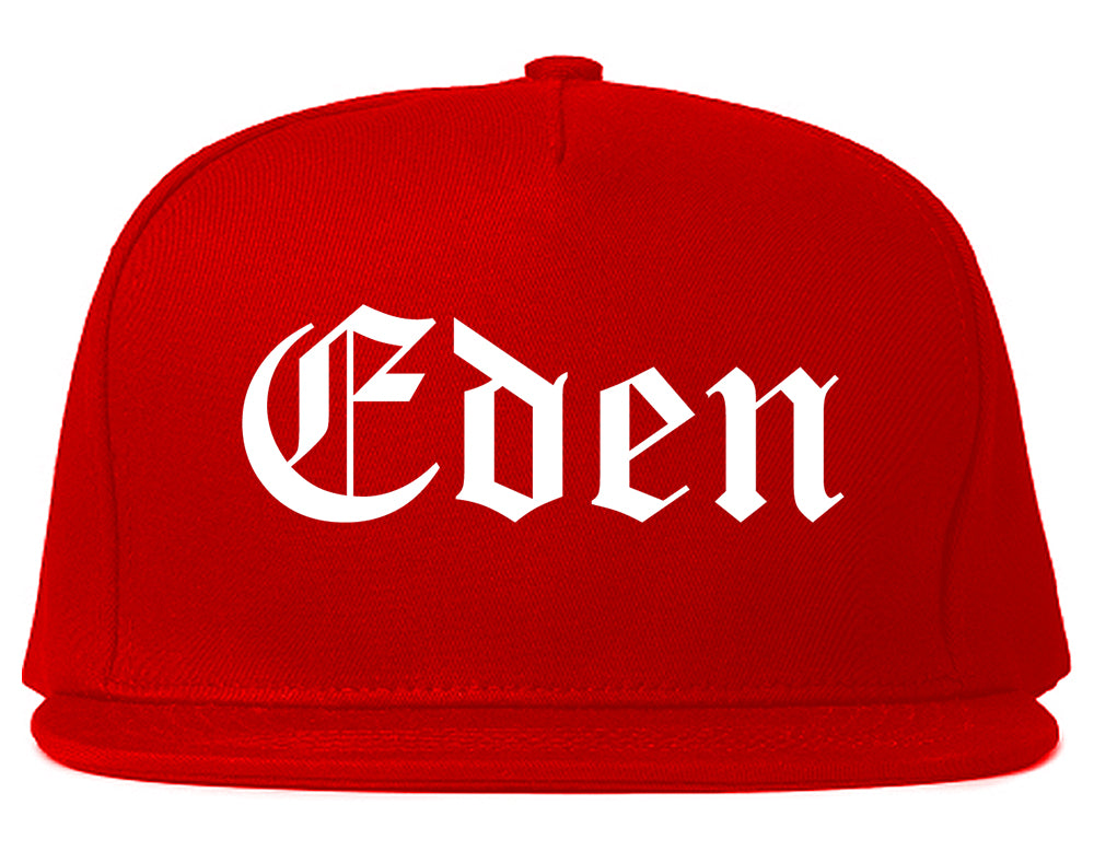 Eden North Carolina NC Old English Mens Snapback Hat Red